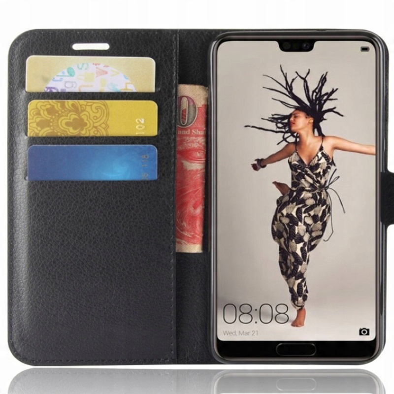 

Etui Z Klapką Portfel Litchi Do Huawei P20