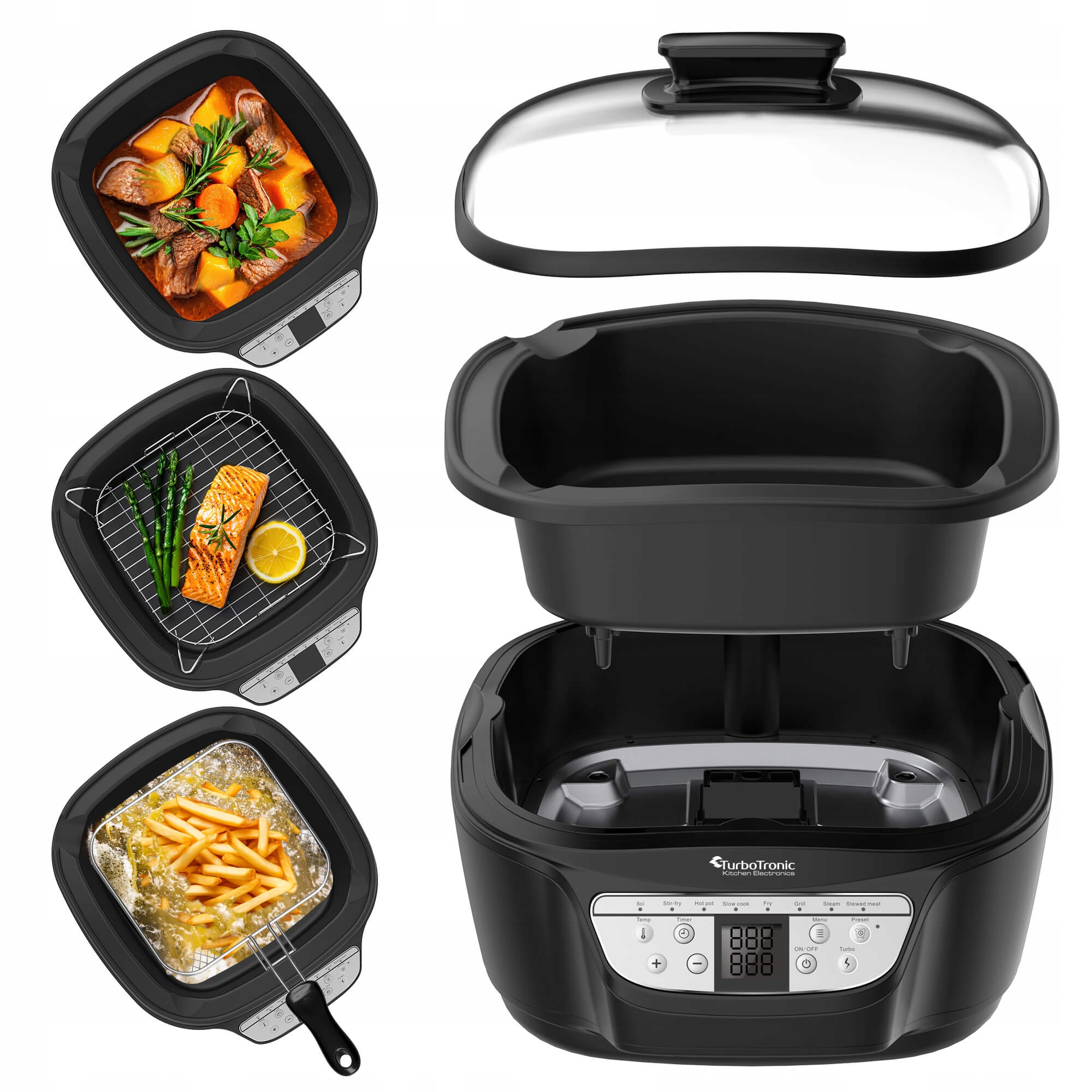 Multicooker 3V1 Olejová Fritéza Parní Hrnec Elektrický 5 L 1500 W