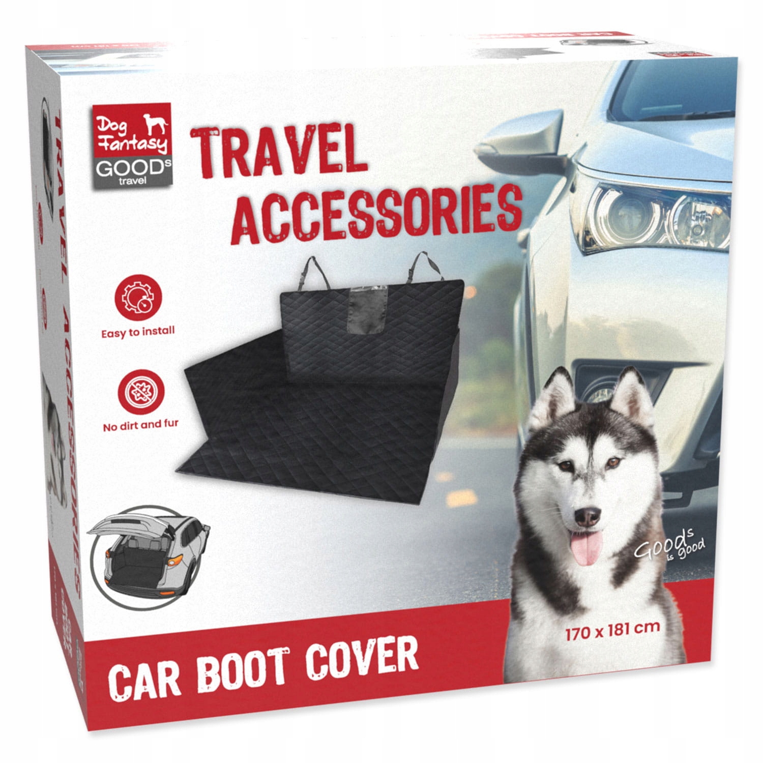 Levně Ochranná podložka do auta textilní M/L Dog Fantasy černá 170 cm x 181 cm