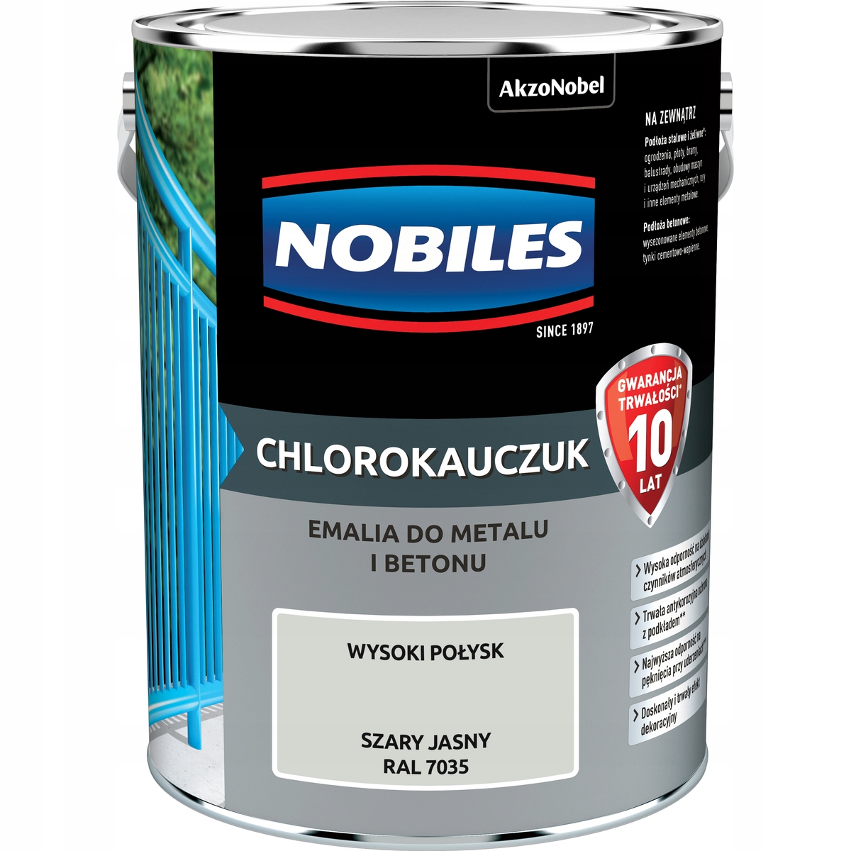 Nobiles Farba Chlorokauczukowa Chlorokauczuk 5L Szary Jasny Ral 7035