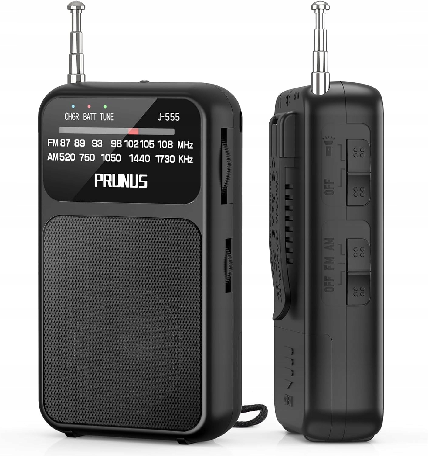 Přenosné rádio Prunus J-555 Am/fm akumulátor 800 mAh klip
