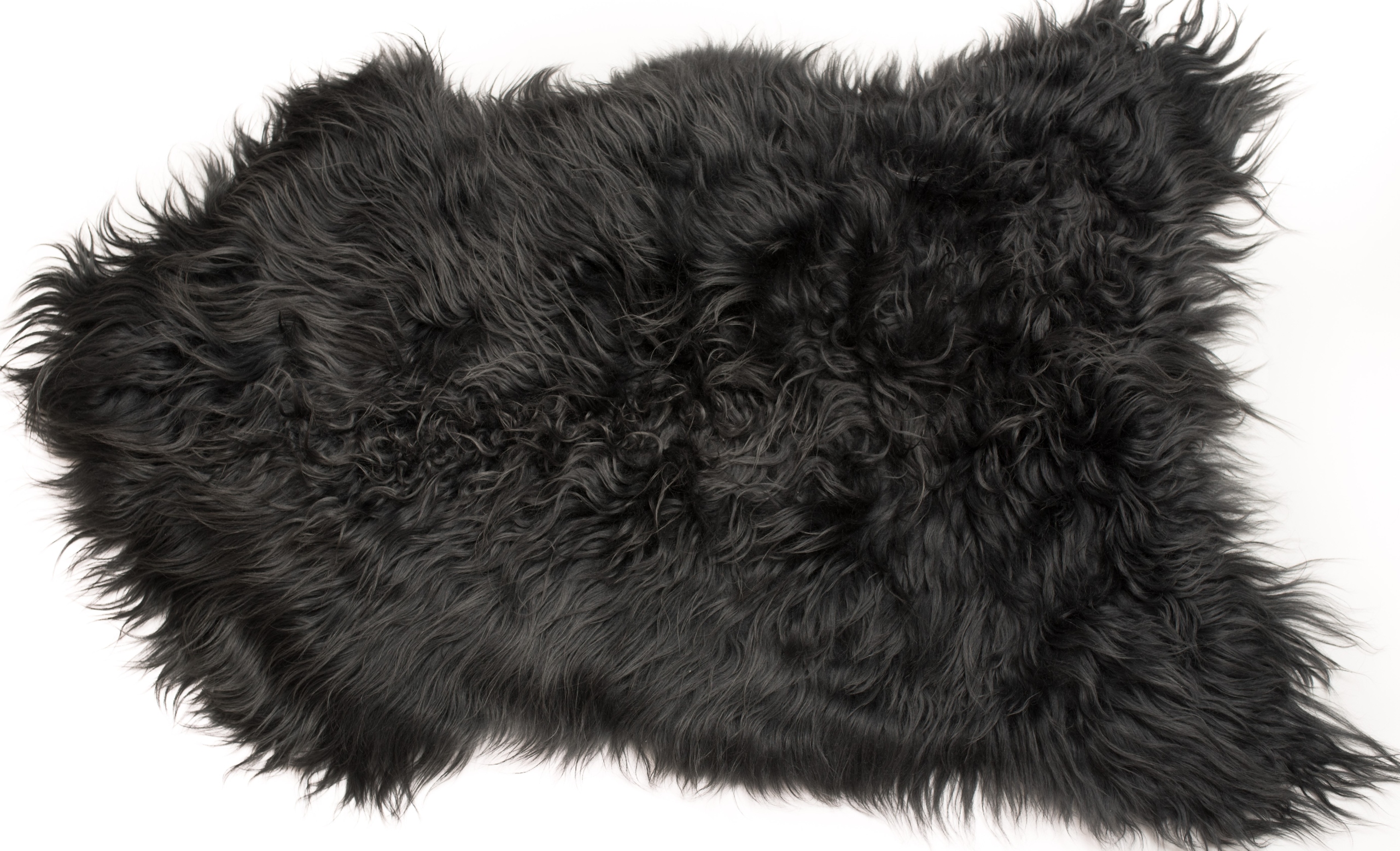 Koberec Ovčí kůže Dlouhý Kudrnatý Vlas Antracit Přírodní kůže