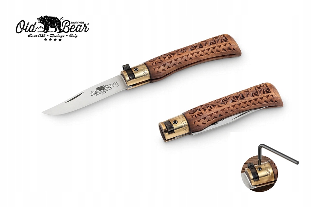 Nóż składany Antonini Old Bear Carved Walnut S Stainless Bl
