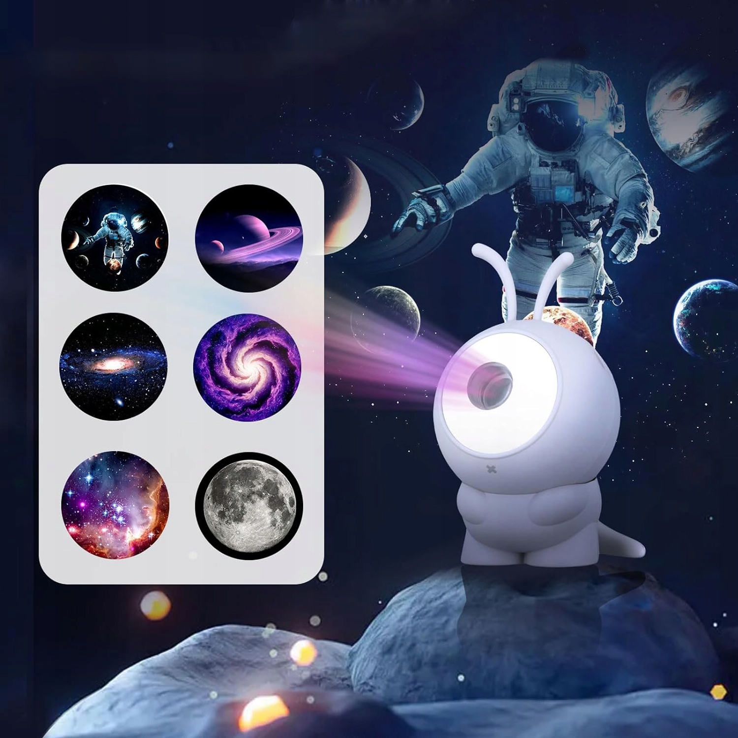 PROJEKTOR GWIAZD LAMPKA NOCNA KOSMOS PLANETY RZUTNIK PLANETARIUM 360 STOPNI Płeć unisex