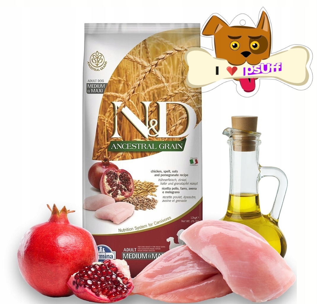 Nd Ancestral Grain Chicken Medium Maxi Adult 12kg Zawieszka