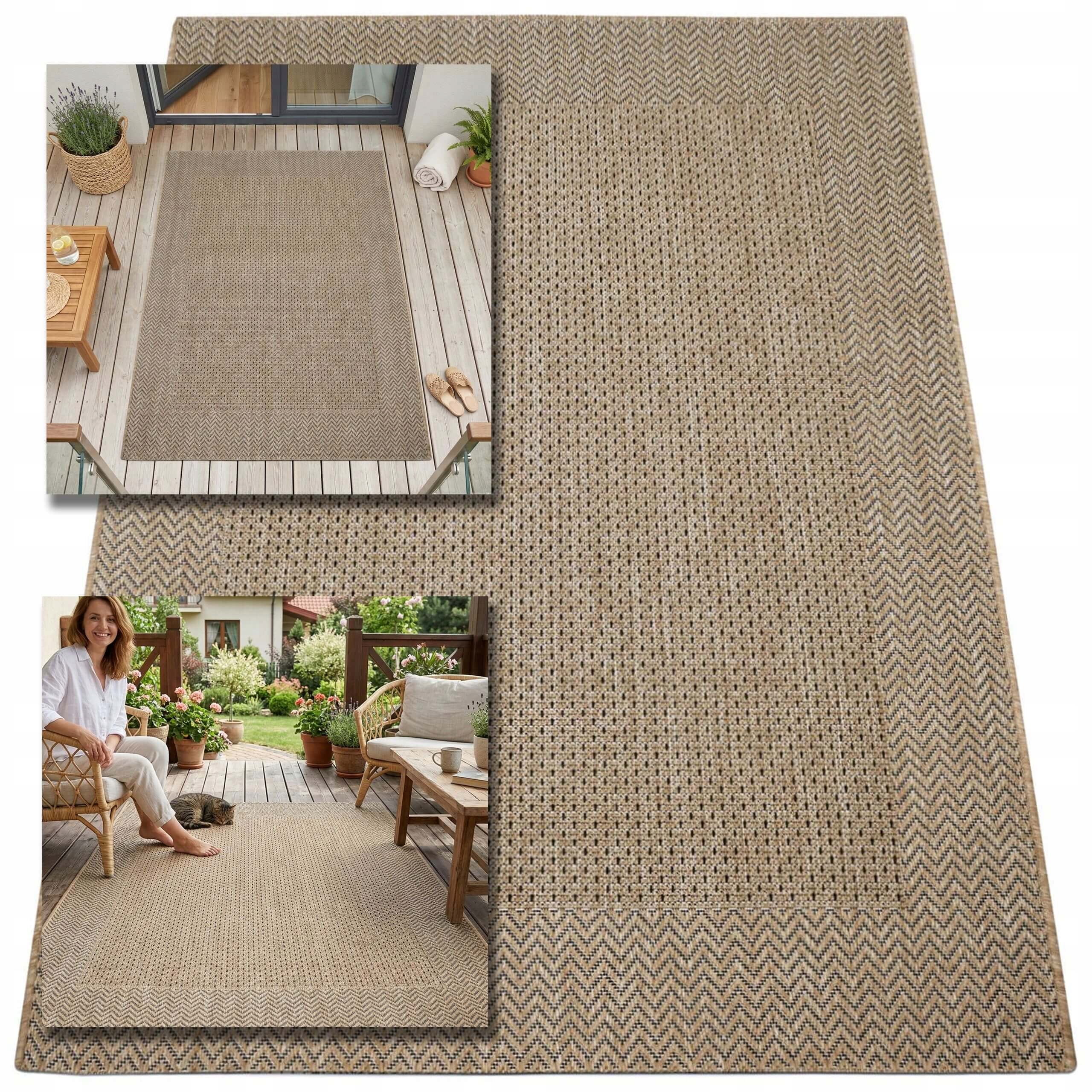 Vonkajší Terasový Koberec 140X190 Záhradný Na Terasu, Šnúrkový Jutový Balkón