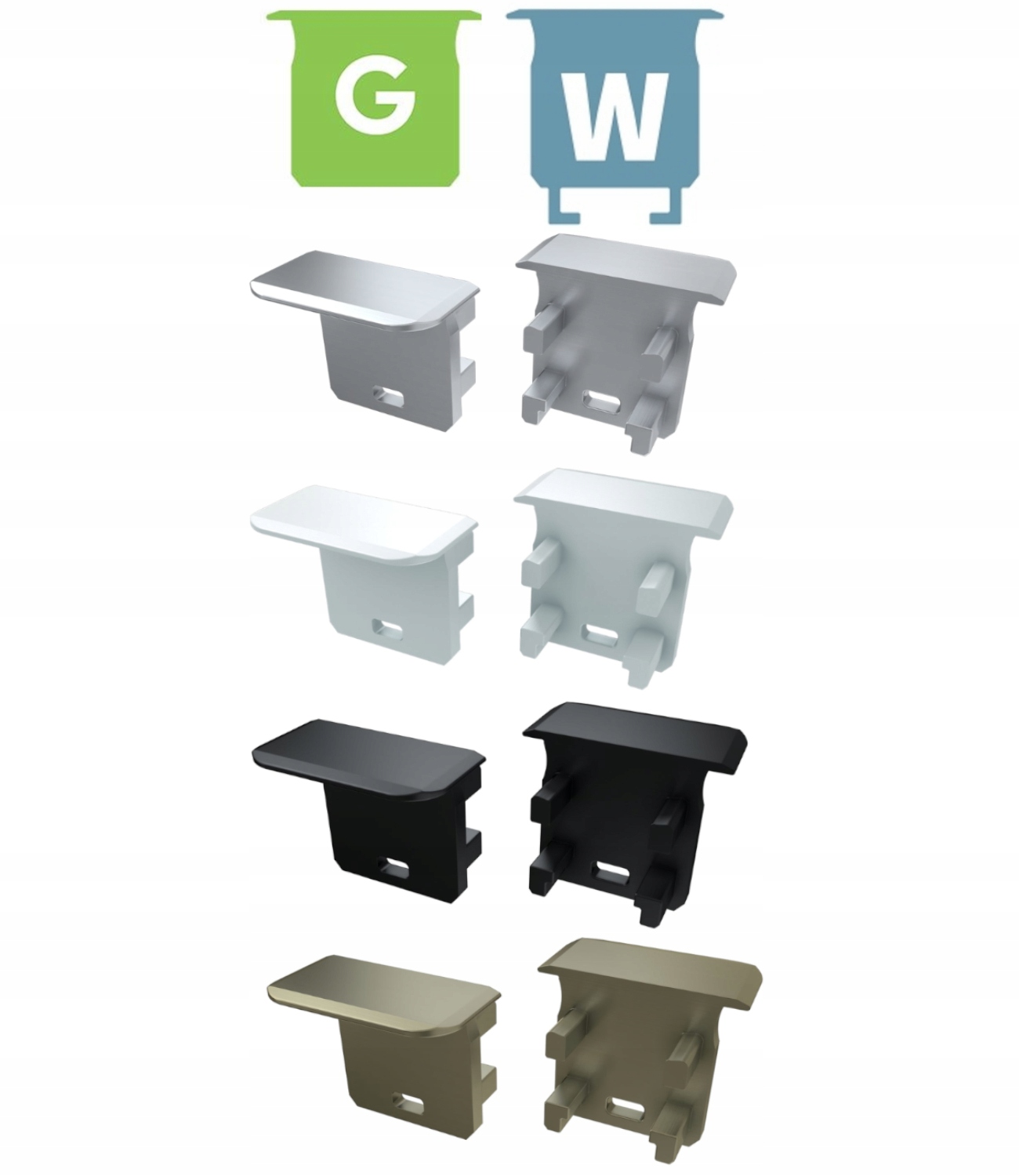 ZAŚLEPKA DO PROFILU G/W SZARA CZARNA BIAŁA INOX