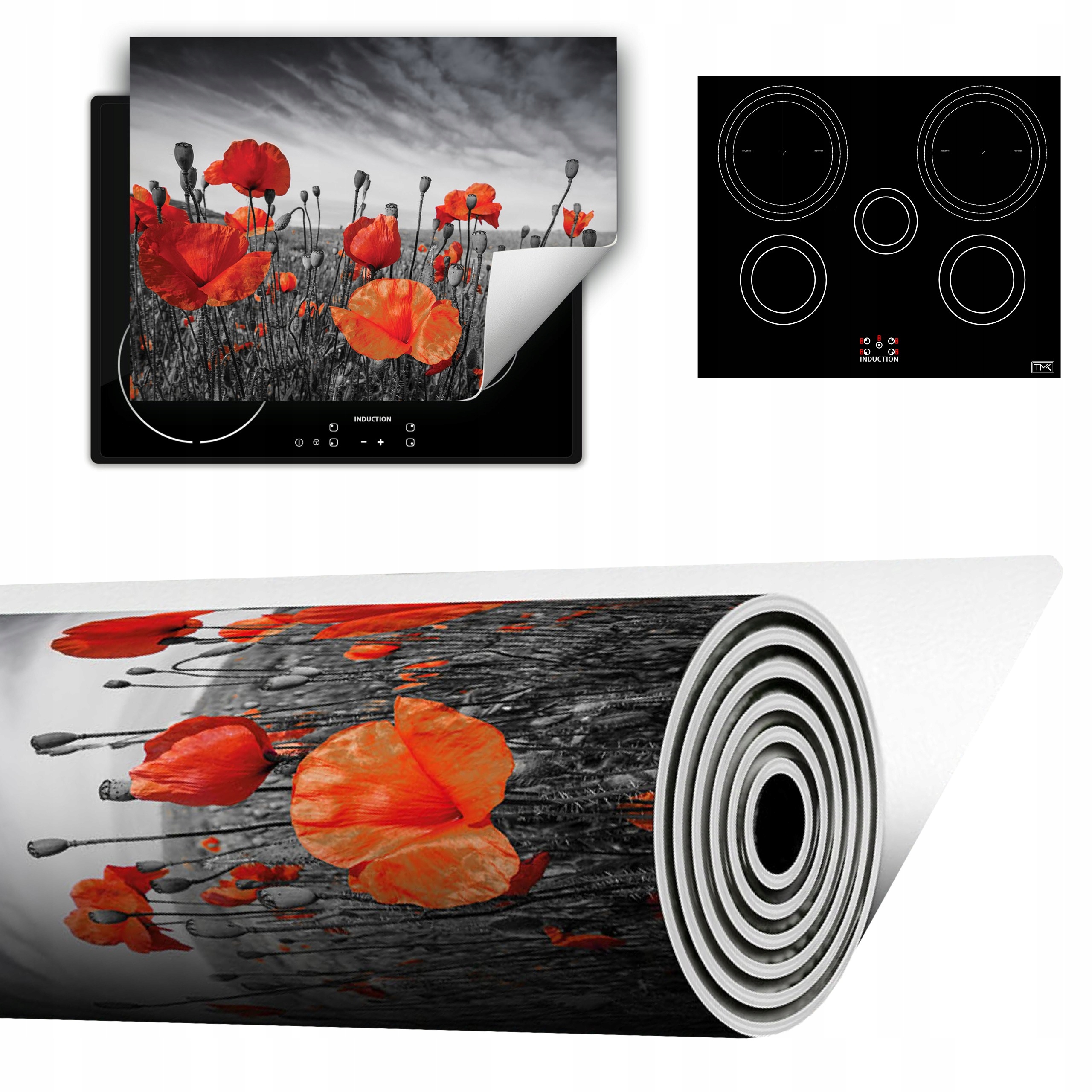 Vinylová Podložka Do Kuchyně Více Místa 70x52 červená maki