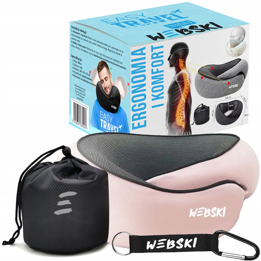 Poduszka podróżna na szyję z pianki memory do samochodu pociągu autokaru