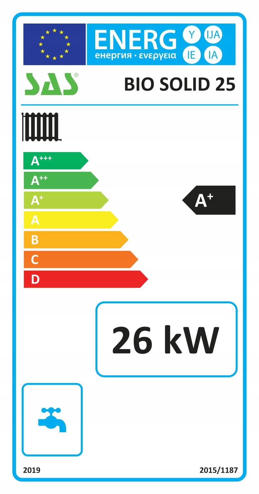 Kocioł SAS Bio Solid 25 kW na pellet Moc 25 kW