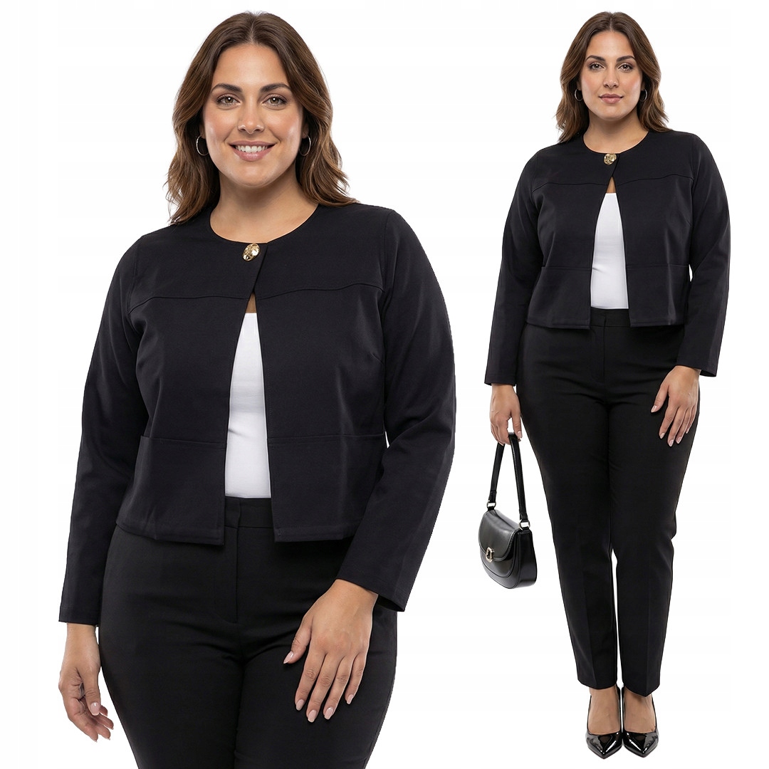 Černé sako se zlatým knoflíkem plus size velikost 50