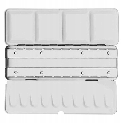 Kovové pouzdro na 24 akvarelových polovičních kostek paleta