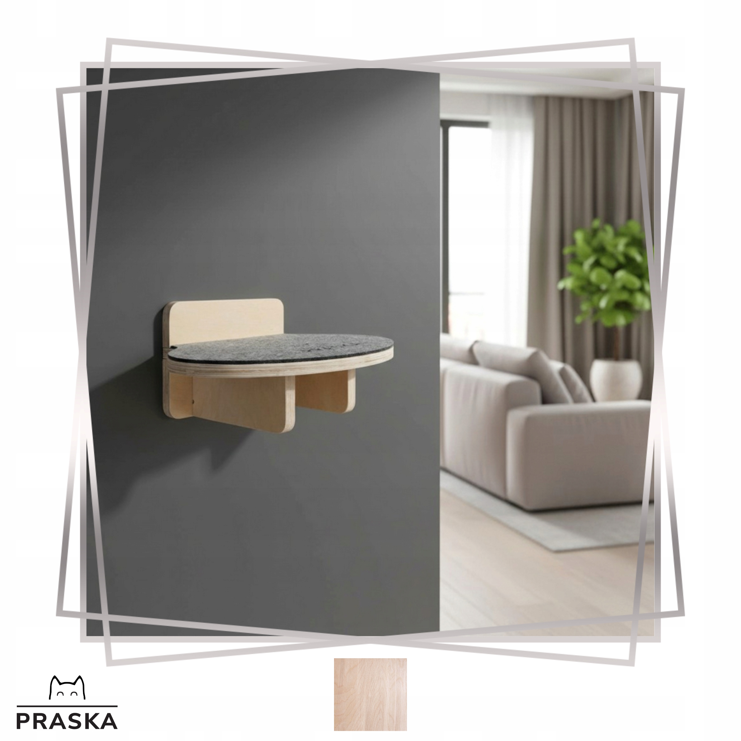 Levně Praska Police-škrabka Oval 30×20 dřevěná s plstí pro lanový park Natural