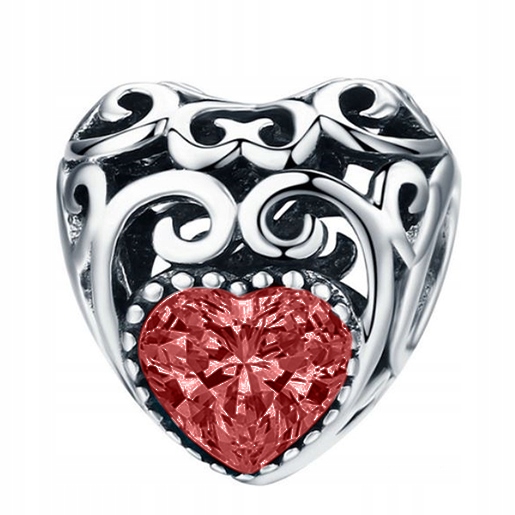 

Charms serce Diament czerwony srebro 925