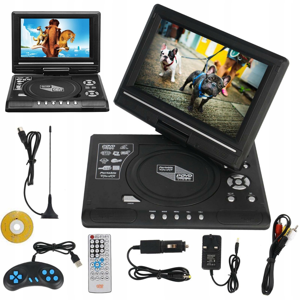 DVD ODTWARZACZ OBROTOWY EKRAN PRZENOŚNY GIER VIDEO Sklep, Opinie