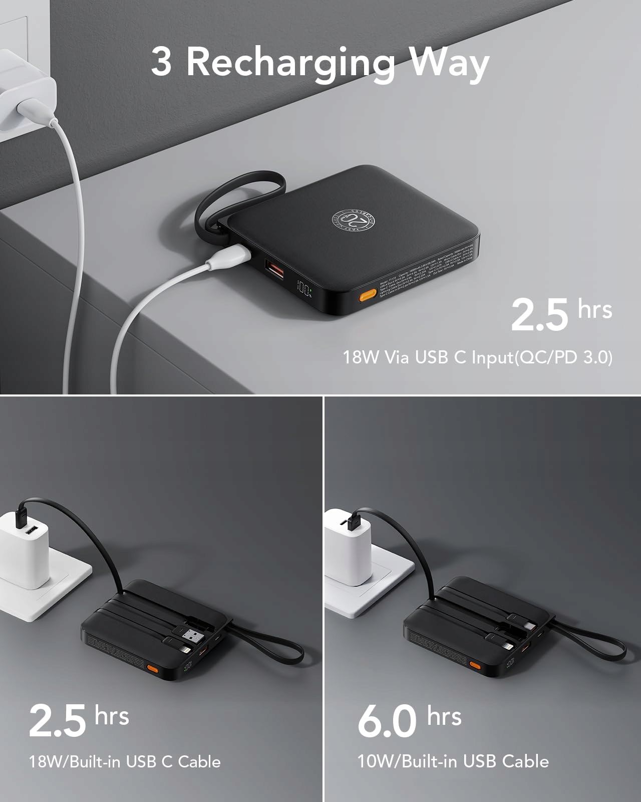 VRURC 10000mAh Power Bank USB C Szybkie Ładowanie dla iPhone Samsung — miniatura 4