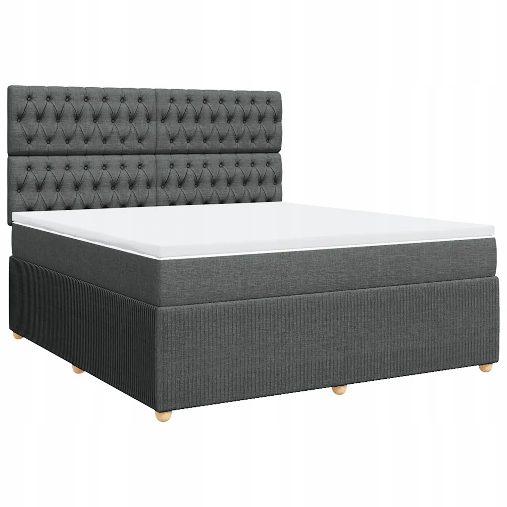 Kontinentální postel 200 x 180 cm tmavě šedá s matrací a topperem