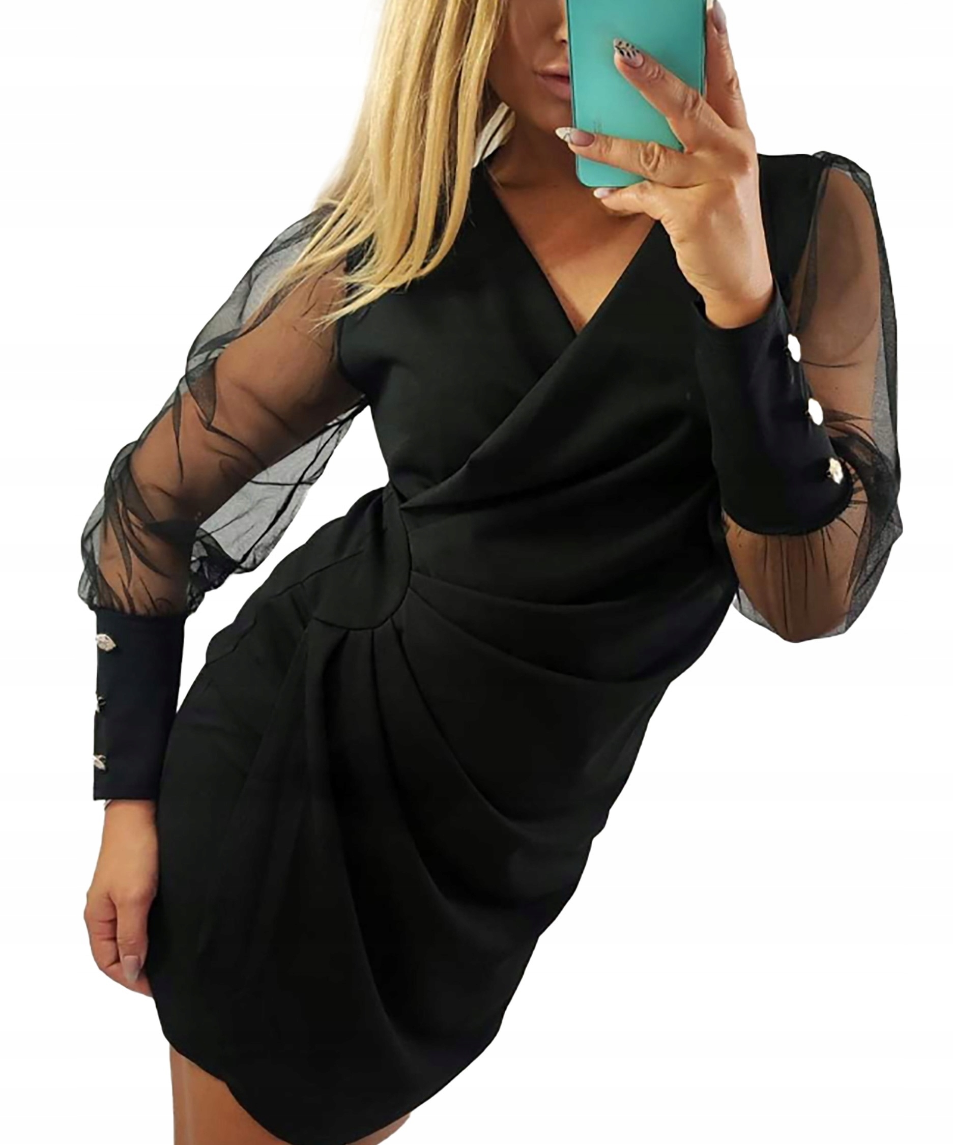 V392 SUKIENKA KOPERTOWA RĘKAW TIULOWY r 44 (2XL)