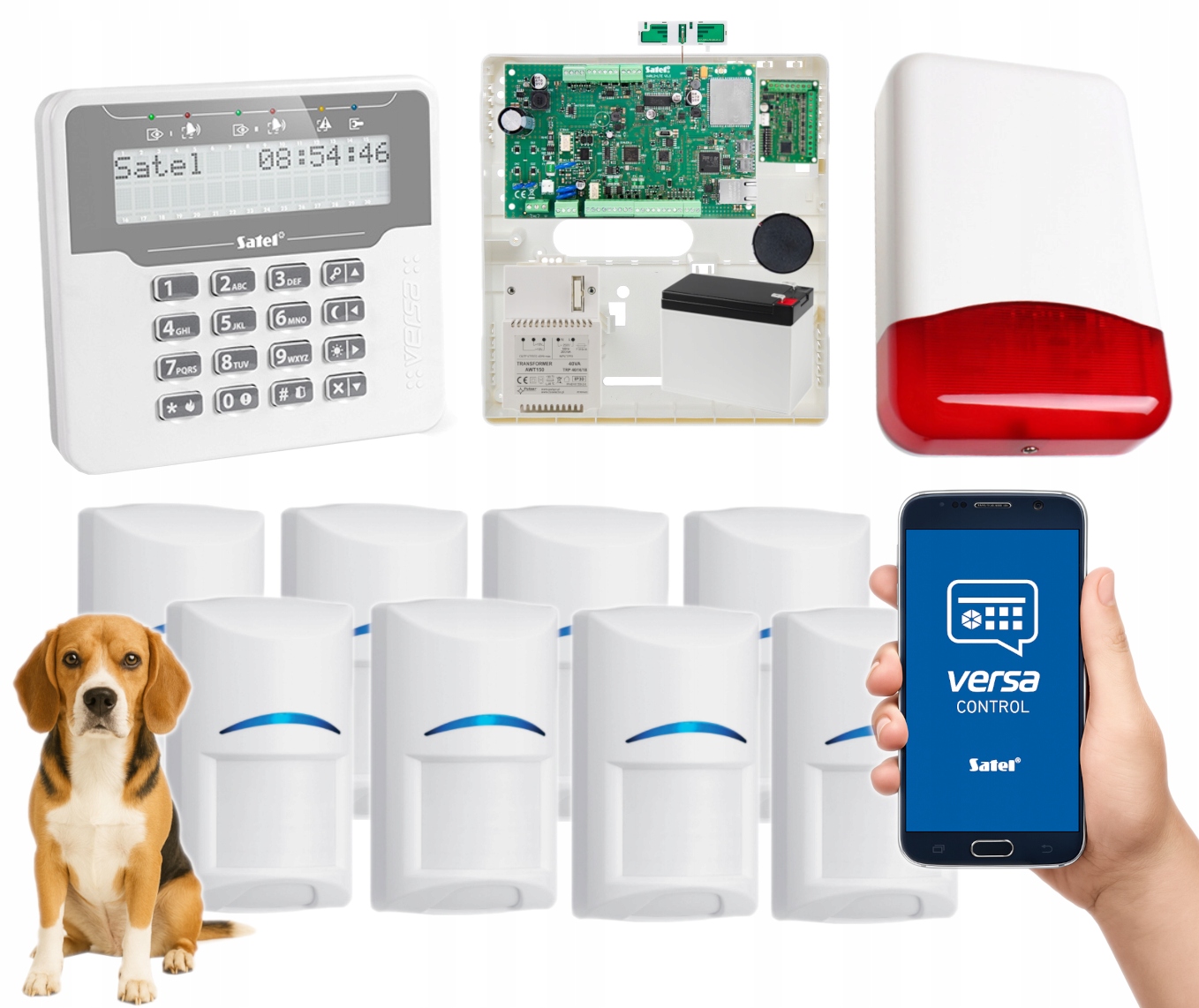 Zestaw Alarmowy Satel Lte 8 Czujek Bosch Pet 20kg Gsm Sms LCD Aplikacja