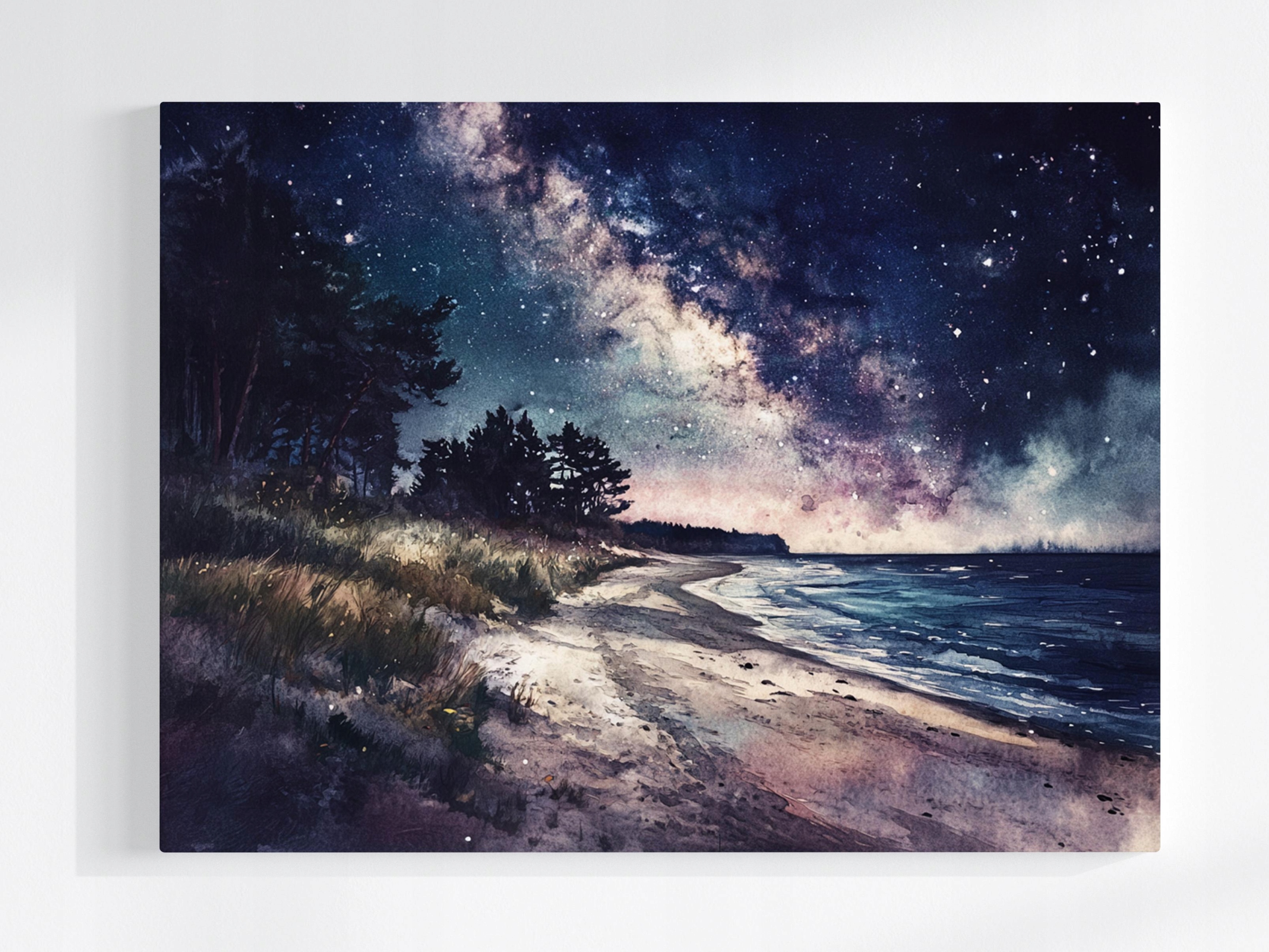 Obraz Na Plátně Canvas Pláž Moře Mléčná Dráha Nebe Hvězdy Noc 100x75