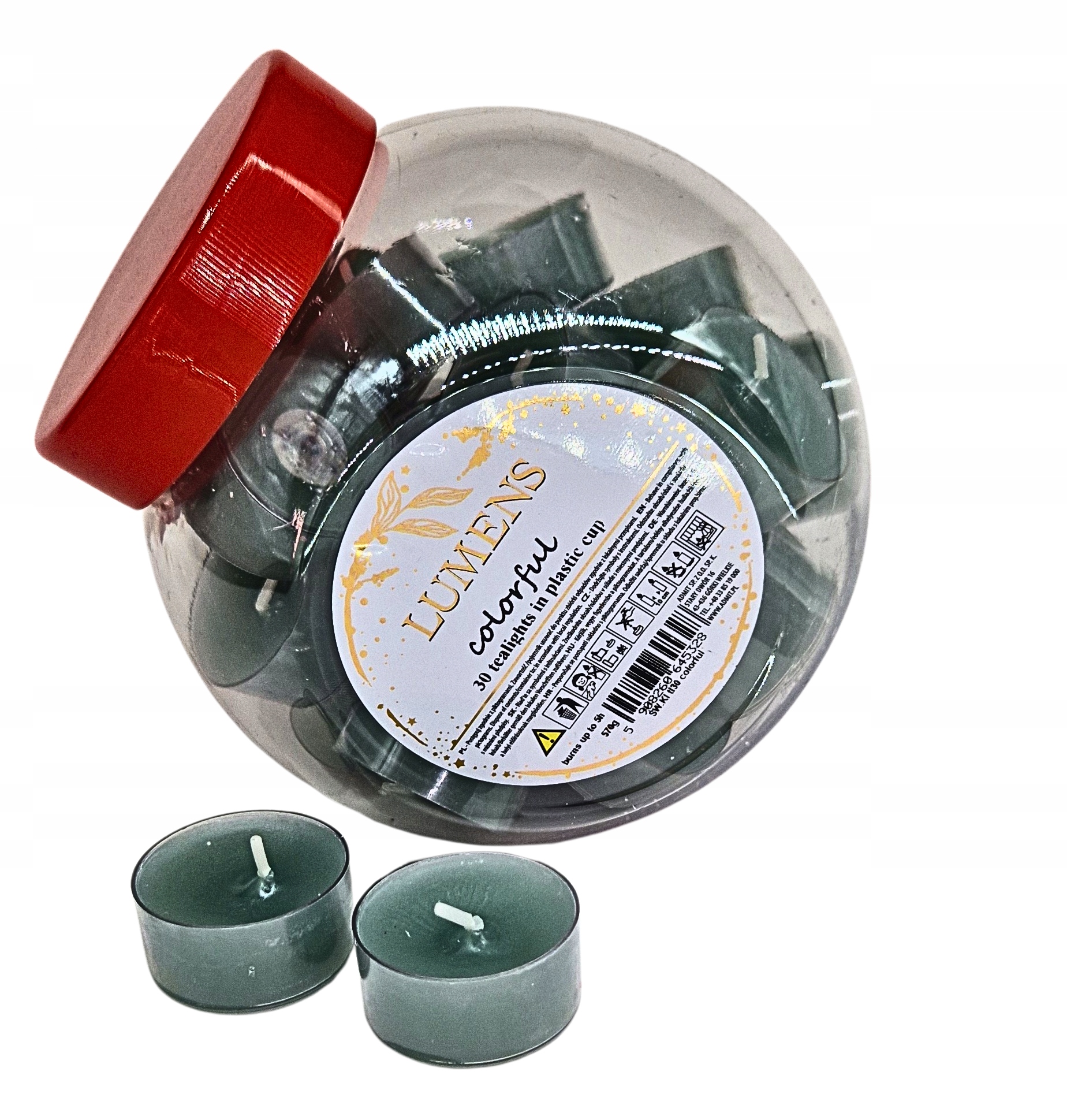 Podgrzewacze tealighty 30 szt. w słoiku, ZIELONY