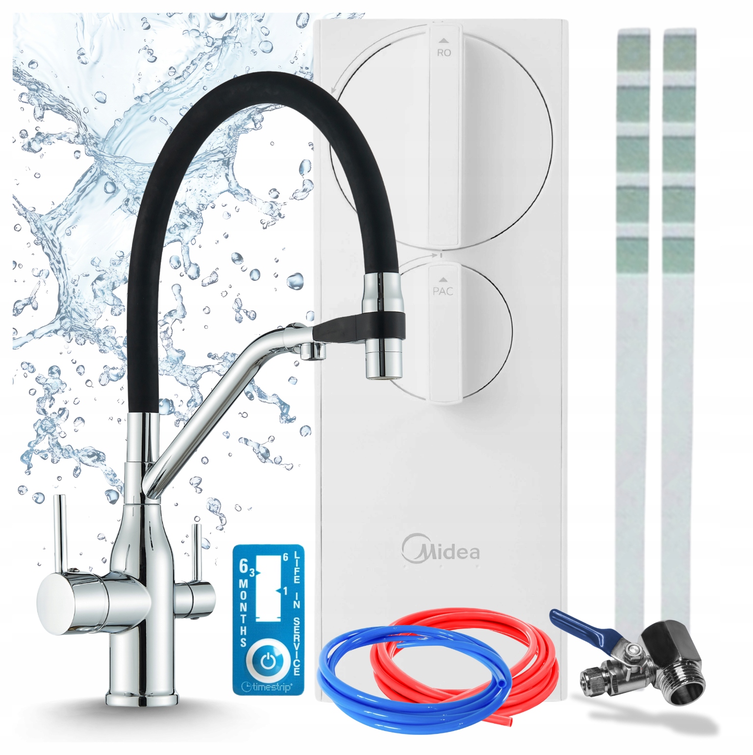 Systém Reverzní Osmózy Midea 400GPD RO5 A Kuchyňský Třícestný Chromový Kohout