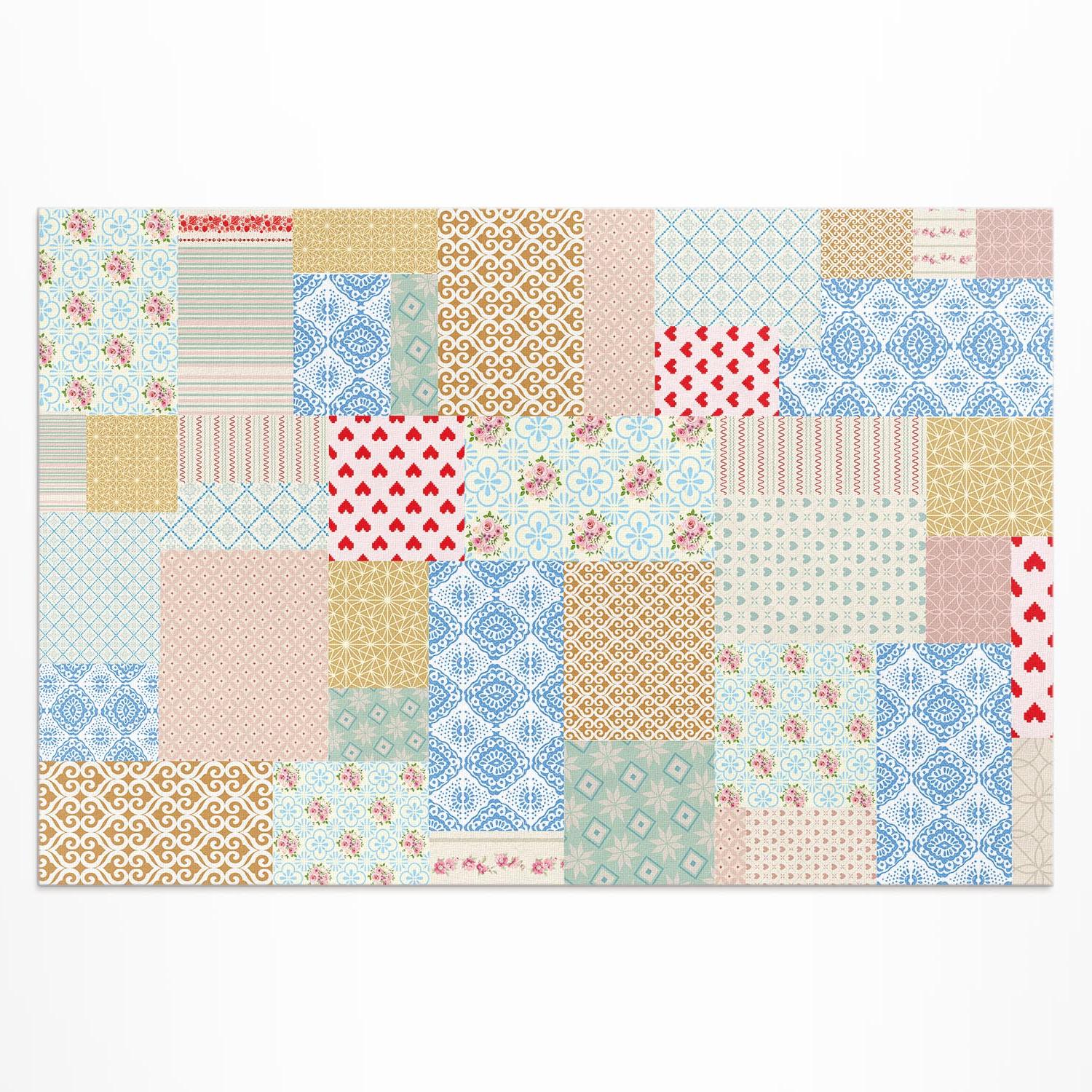 Vinylový koberec na terasu Patchwork rôzne kúsky imitácia tkaniny 180 x 120 cm