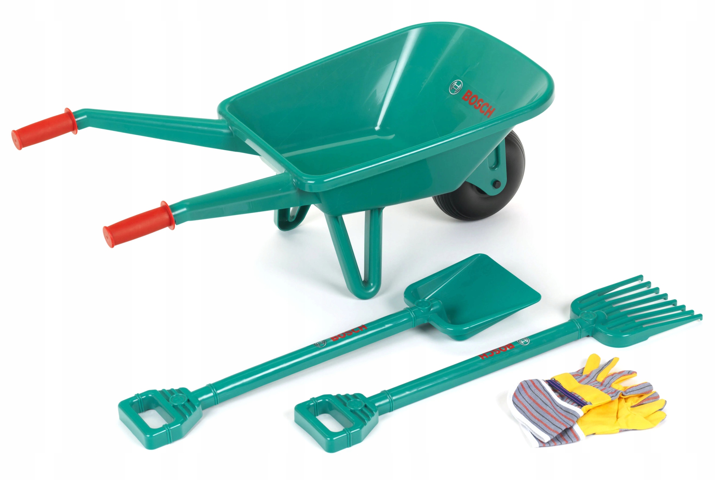TACZKA ŁOPATA GRABIE ZABAWKA BOSCH ZESTAW OGRODOWY