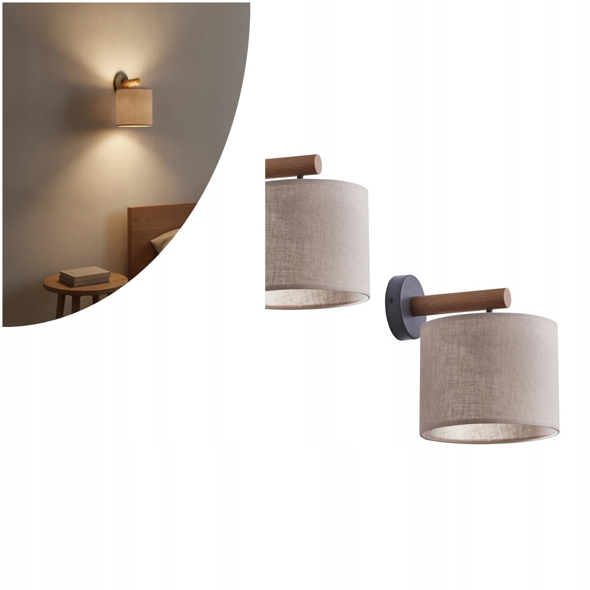 Béžová nástěnná lampa Deva Nature nad postel v ložnici Tk Lighting
