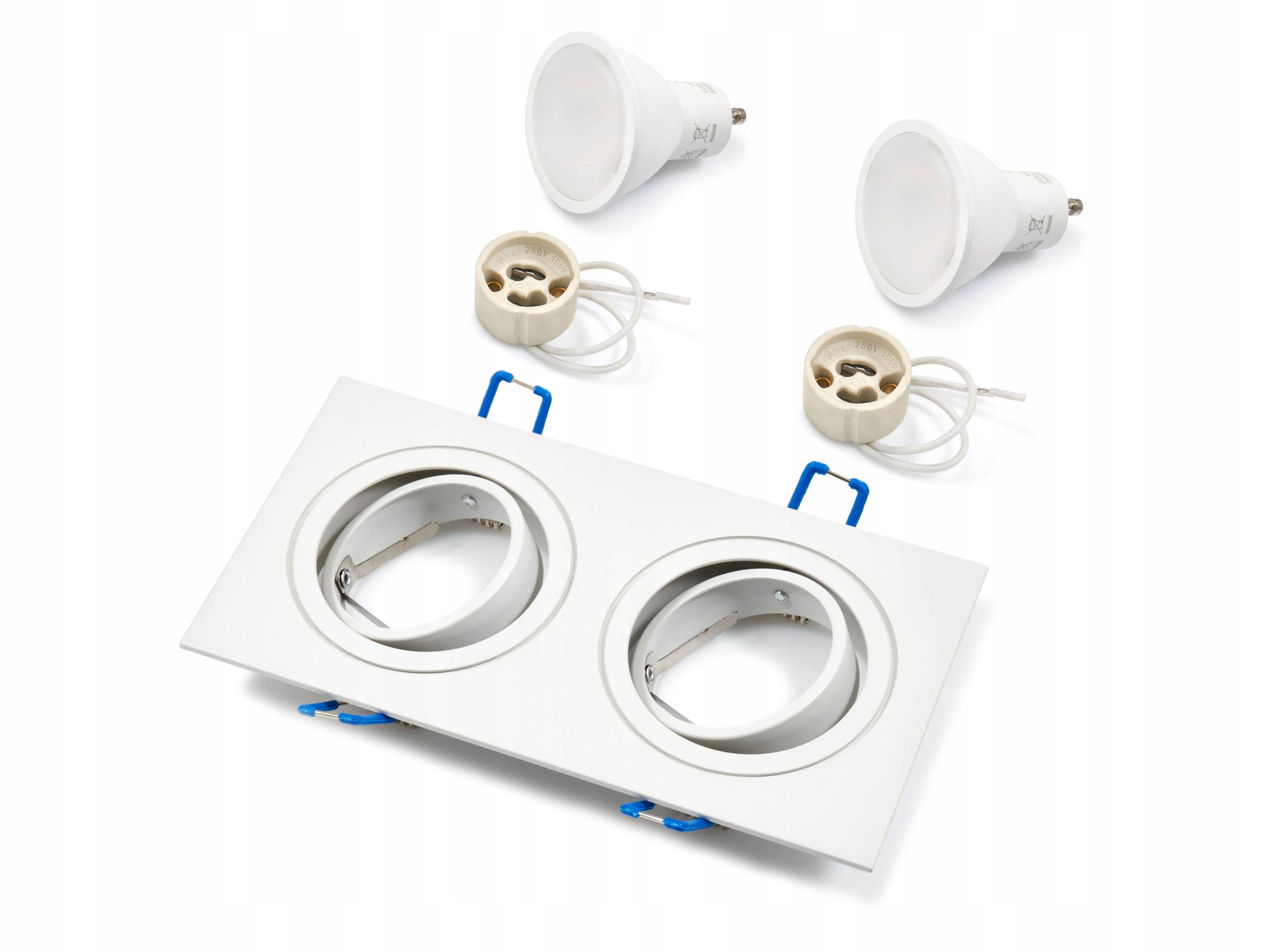 ZESTAW OPRAWA HALOGENOWA BIAŁA + LED 3W + GU10