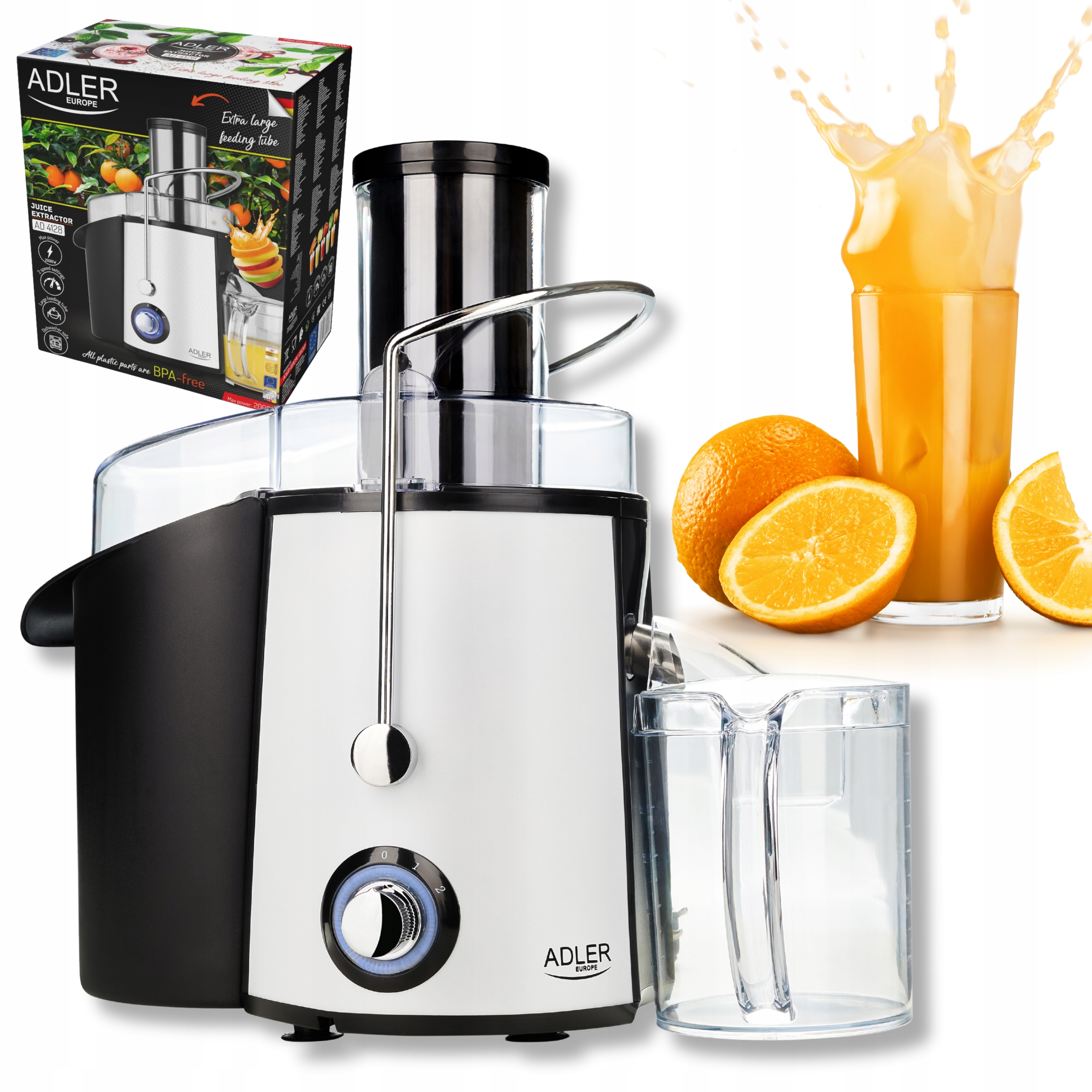 Sokowirówka Wysokoobrotowa Wyciskarka 2000W do owoców i warzyw Duży otwór