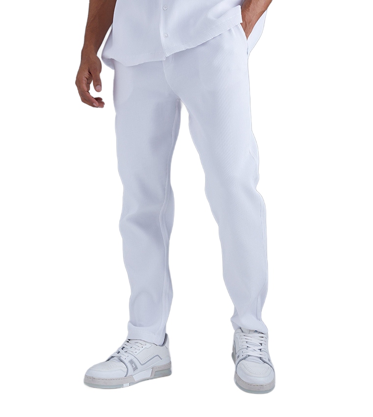 Boohooman Bílé Jednoduché Ležérní Kalhoty Se Zavazováním XL Z3A