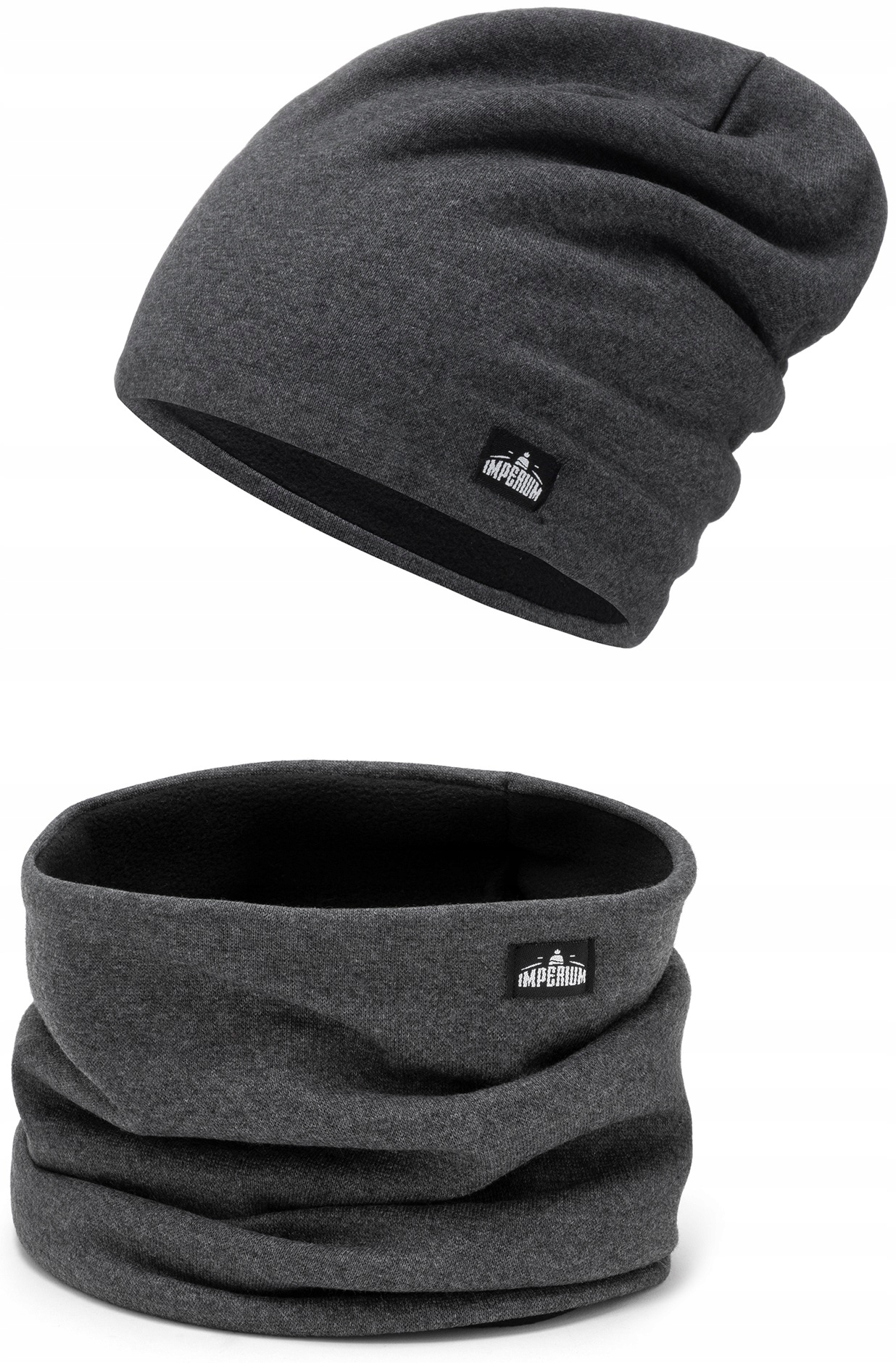 

Czapka zimowa męska na polarze komin Grafitowy