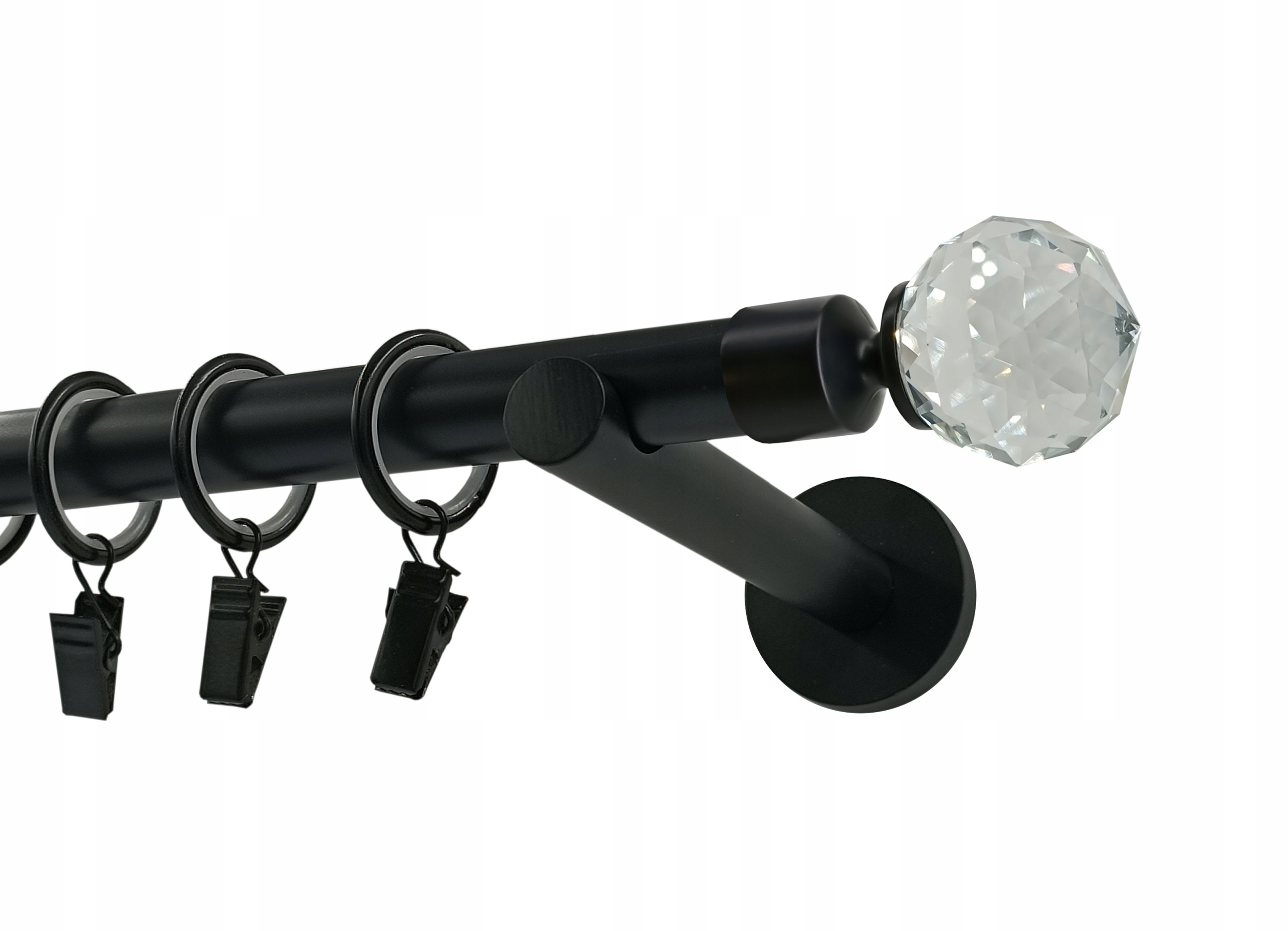 Jednoduchá garnýž Kovový 19 mm Černý Mat Kula Crystal 160 cm