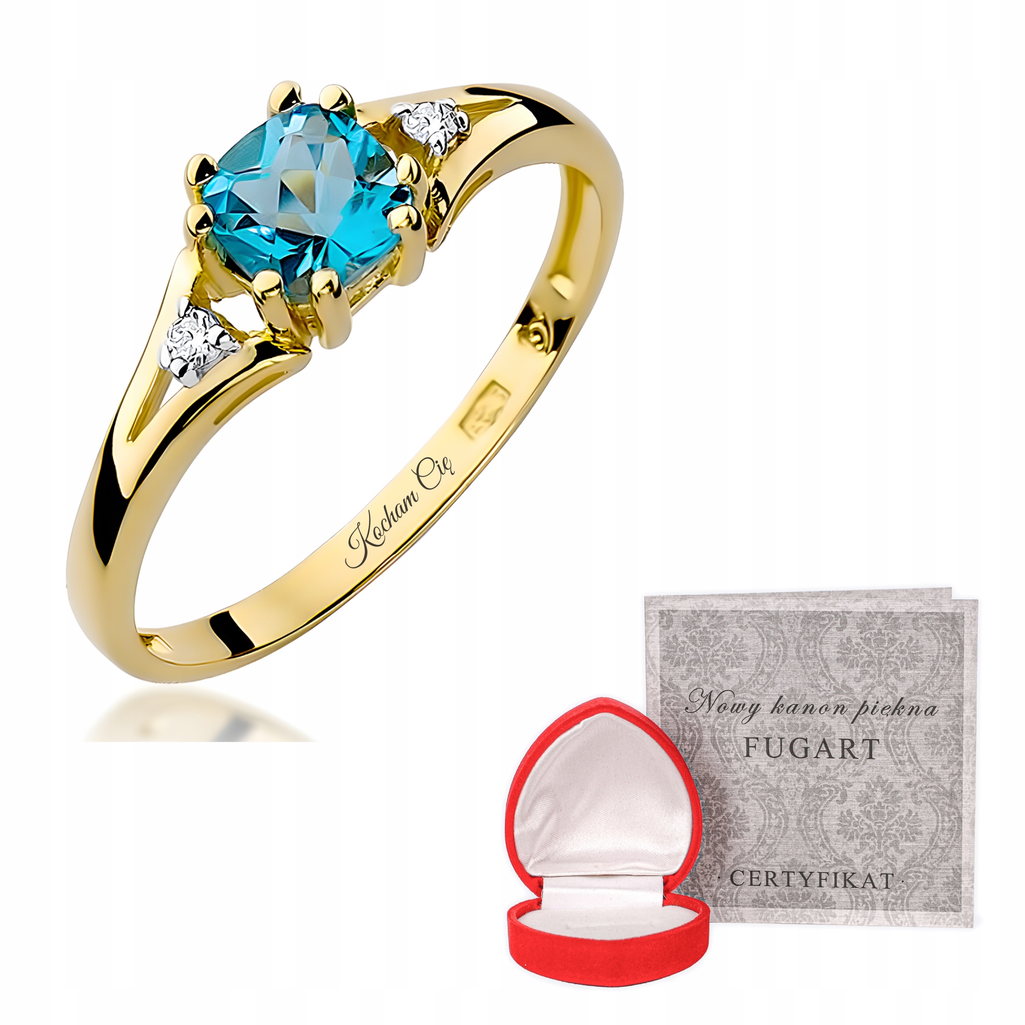 Prstýnek Gravírování Bonus 585 S Diamanty A Topazem Bez Gravírování r30