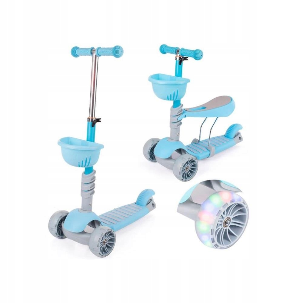 Hulajnoga Z Siodełkiem 2W1 Trójkołowa Led