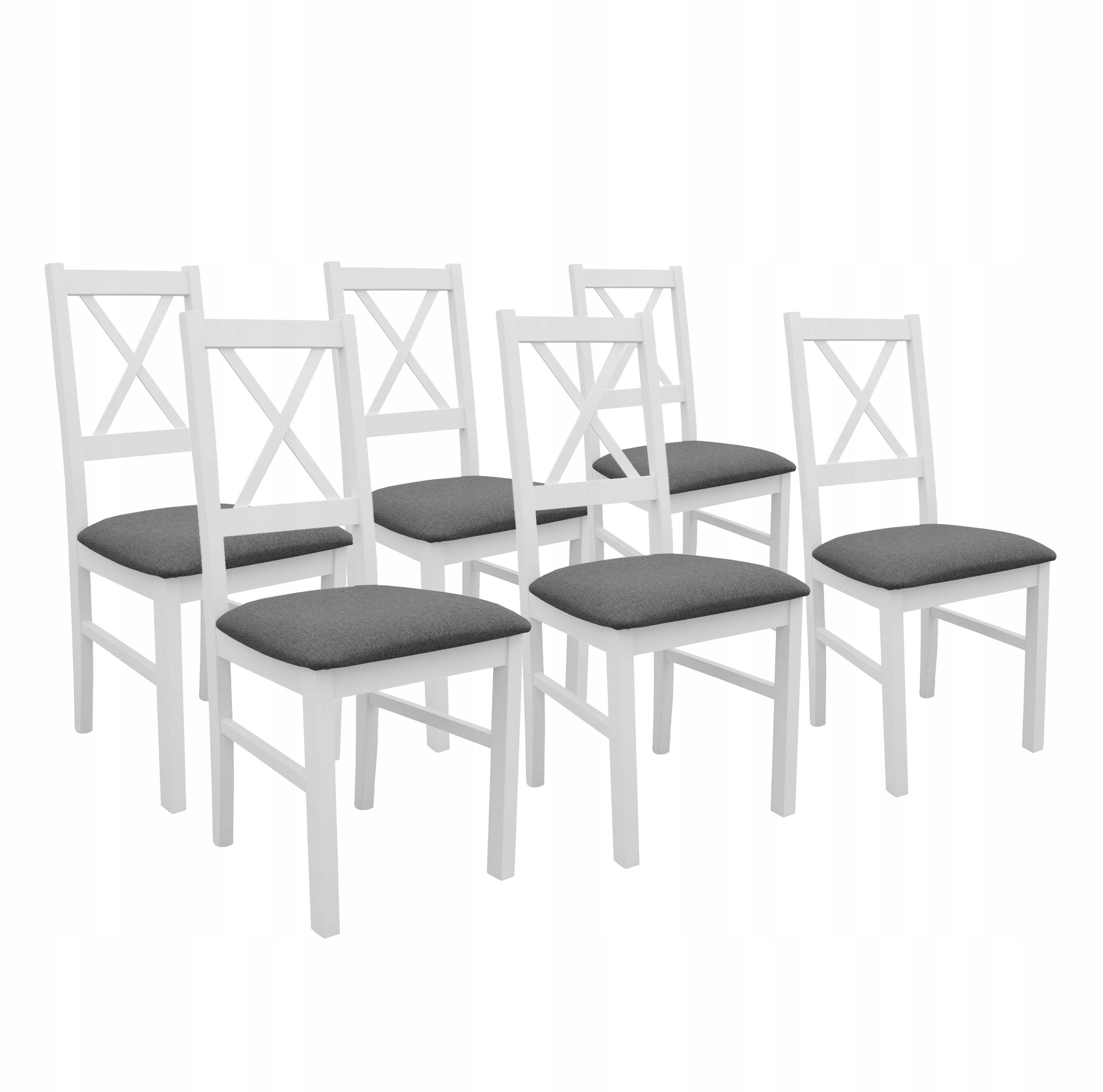 Sada 6 x Dřevěná jídelní židle do obývacího pokoje NIL10 Bílá/Grafit