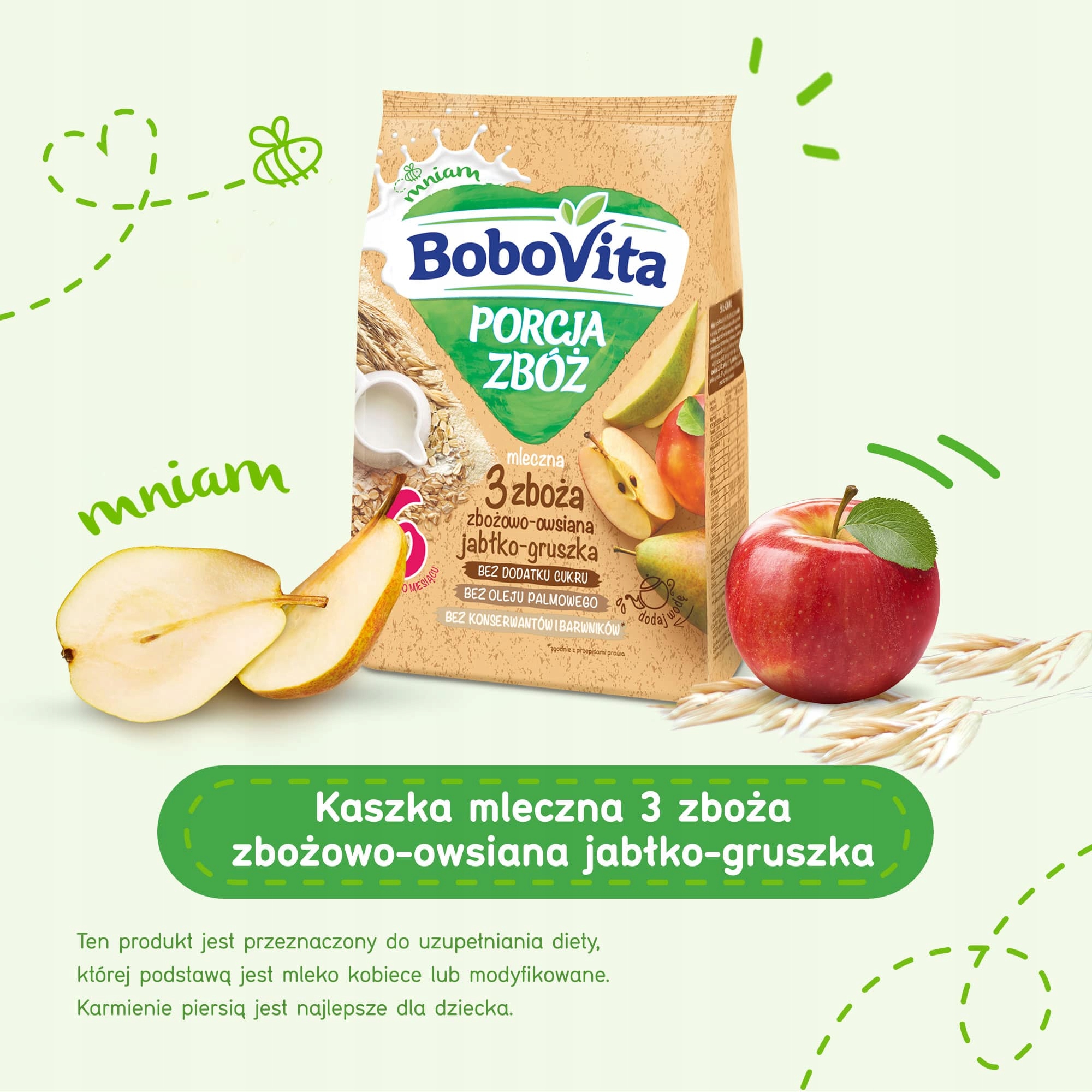 BOBOVITA Porcja Zbóż kaszka 4 zboża jab-grusz 210g Gramatura 210 g