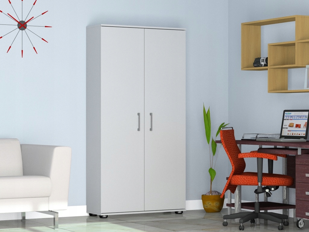 Regał biurowy Szafa zamykana na klucz RODO M 2D biały 80 x 32 cm Marka Meblobol