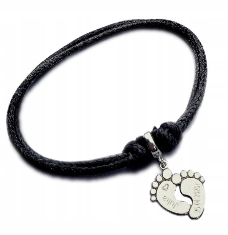 

Bransoletka sznurkowa stópki Grawer Srebro 925
