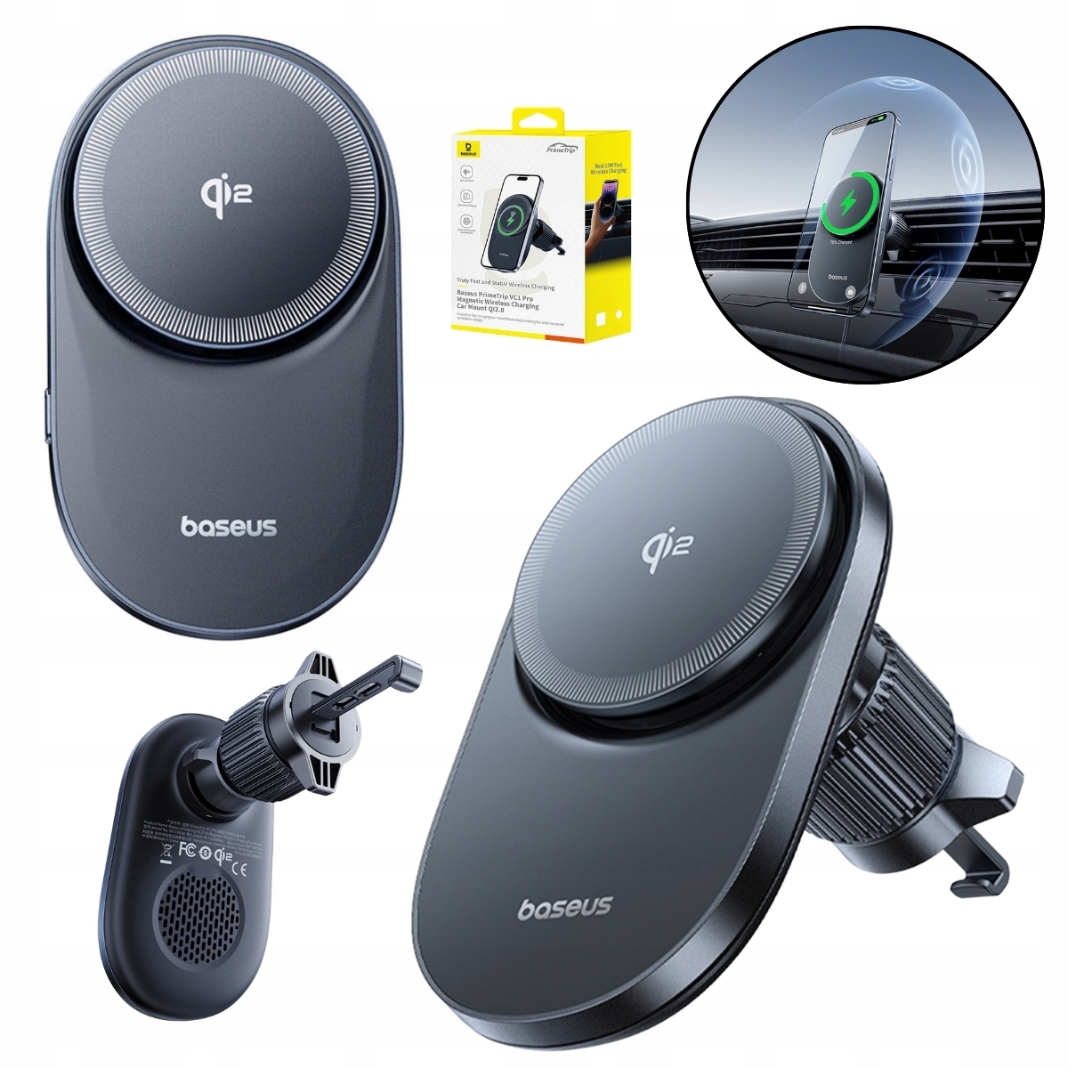 Uchwyt Samochodowy Magnetyczny Baseus Magsafe Ładowarka Indukcyjna 15W