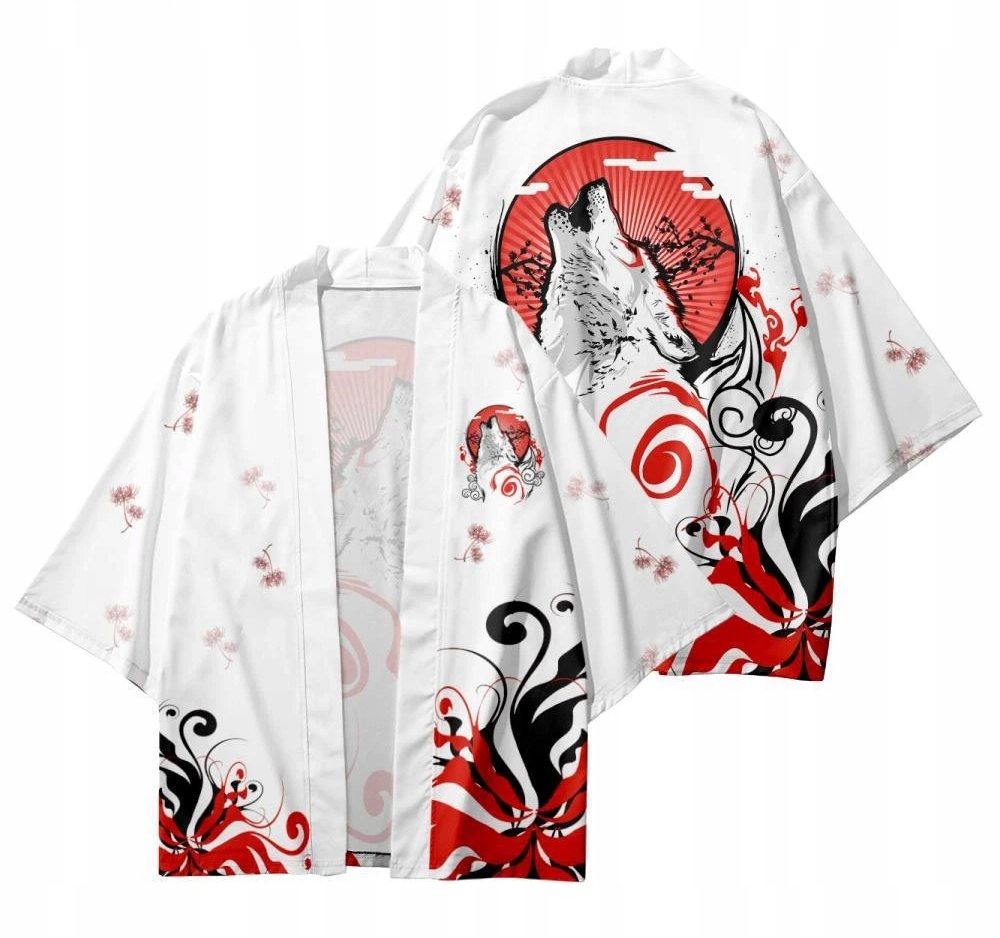 JAPOŃSKIE KIMONO HAORI SAMURAJ KANJI AMMY AMATERASU SHIRANUI ISSUN OKAMI 3 Rozmiar XL/XXL