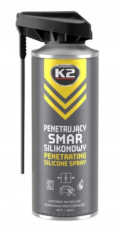 K2 Smar Silikonowy Silikon w sprayu penetrujący do zawiasów prowadnic gumy