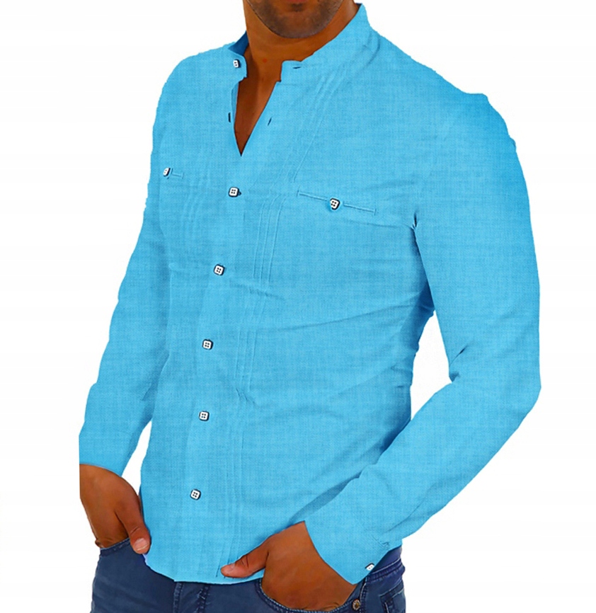 Pánská košile Stojka Casual Denní Lněná Len