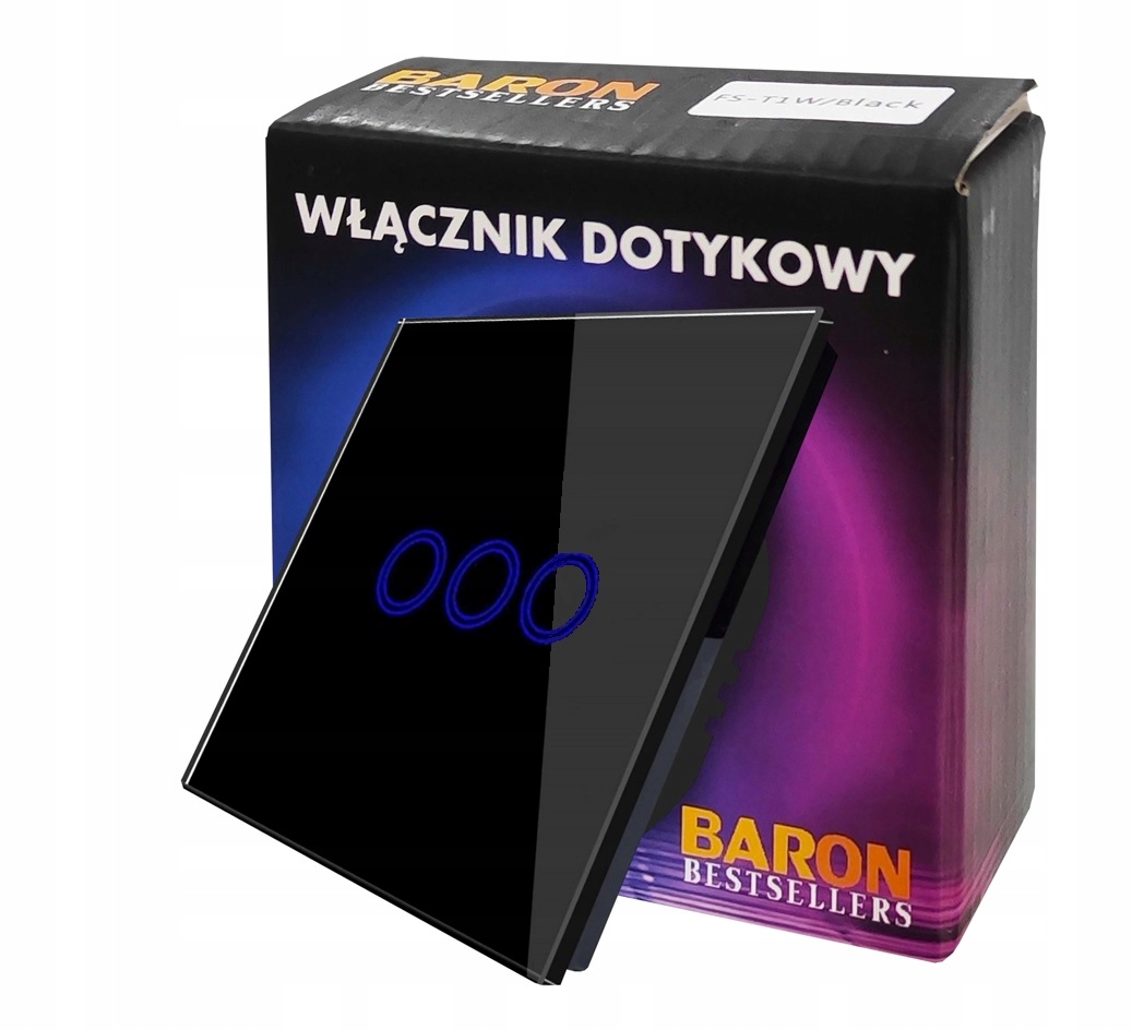 

Włącznik Dotykowy Światła Potrójny Czarny Led