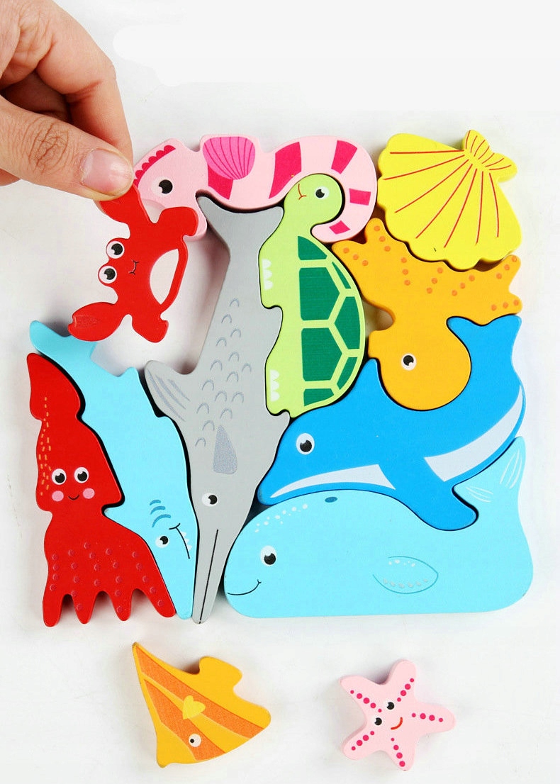 UKŁADANKA DREWNIANA GRA LOGICZNA TETRIS ZWIERZĘTA Liczba elementów 12 szt.