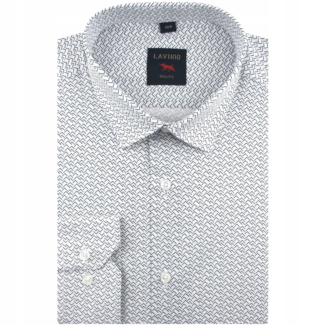 Koszula Męska Wizytowa do garnituru biała we wzorki Slim H993