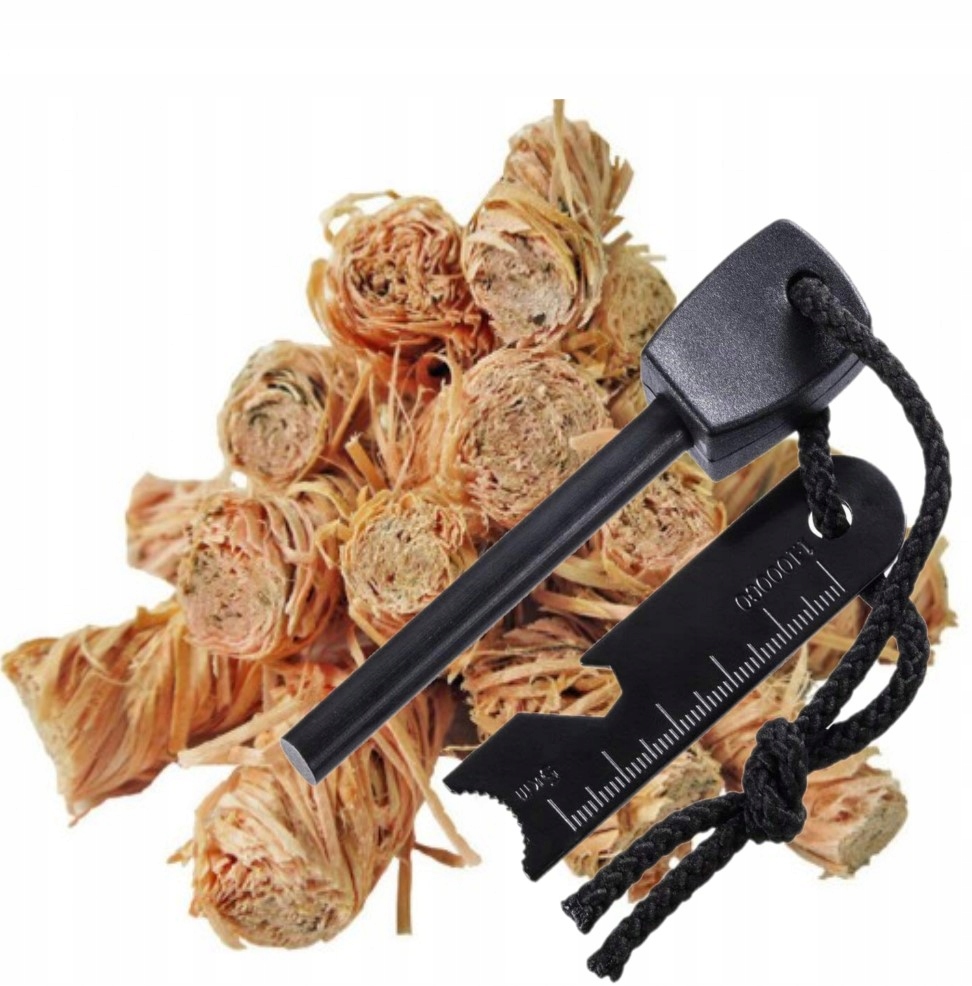 KRZESIWO Z ROZPAŁKĄ ZESTAW DO ROZPALANIA SURVIVAL BUSHCRAFT ZAPALNICZKA