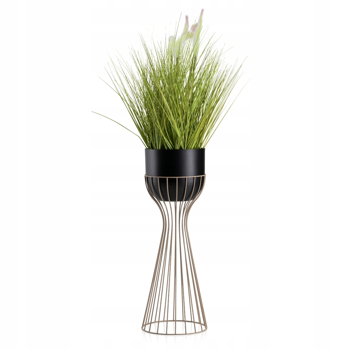 Držák Na Květináč Stojící s černým krytem stojan na květiny kovový 56 cm taupe