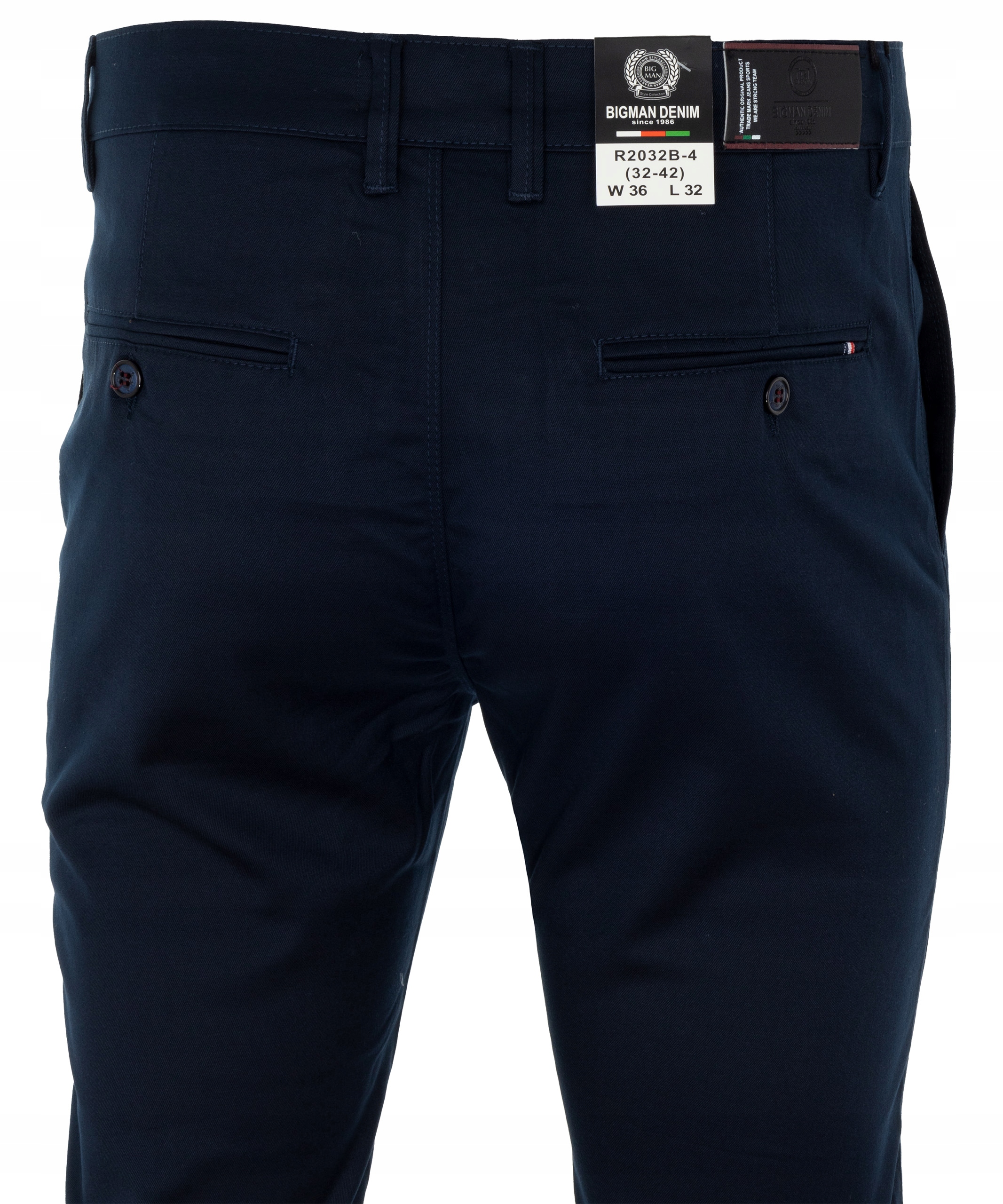 SPODNIE MATERIAŁOWE BAWEŁNIANE GRANATOWE GŁADKIE W36 Materiał dominujący bawełna